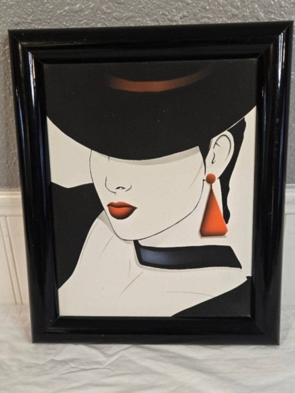 Vintage Patrick Nagel Painting - Framed - Small - 80's